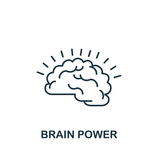 Icono Brain Power Símbolo Poder Cerebral Elemento Línea Simple Para — Vector de stock