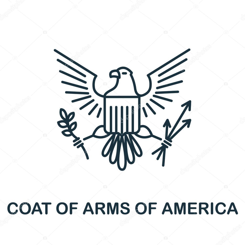 Coat Of Arms Of America icon from usa collection. Simple line Coat Of Arms Of America icon for templates, web design and infographics.