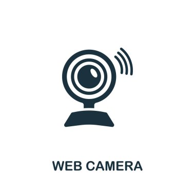 Web Kamera simgesi. Kablosuz aygıt koleksiyonundan basit bir illüstrasyon. Web tasarımı, şablonlar, bilgi grafikleri ve daha fazlası için yaratıcı Web Kamerası simgesi.