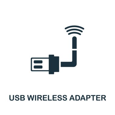 Usb Kablosuz Adaptör simgesi. Kablosuz aygıt koleksiyonundan basit bir illüstrasyon. Web tasarımı, şablonlar, bilgi grafikleri ve daha fazlası için yaratıcı Kablosuz Adaptör simgesi.