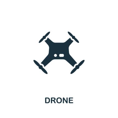 İHA simgesi. Kablosuz aygıt koleksiyonundan basit bir illüstrasyon. Web tasarımı, şablonlar, bilgi grafikleri ve daha fazlası için yaratıcı Drone simgesi.