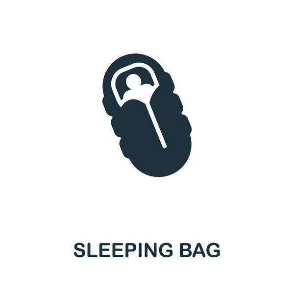 寝袋のアイコン よく睡眠コレクションからの簡単なイラスト ウェブデザイン テンプレート インフォグラフィックのためのモノクローム寝袋アイコン — ストックベクタ