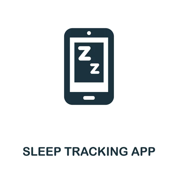 Sleep Tracking App Ícone Ilustração Simples Coleção Sono Bem Monocromático — Vetor de Stock