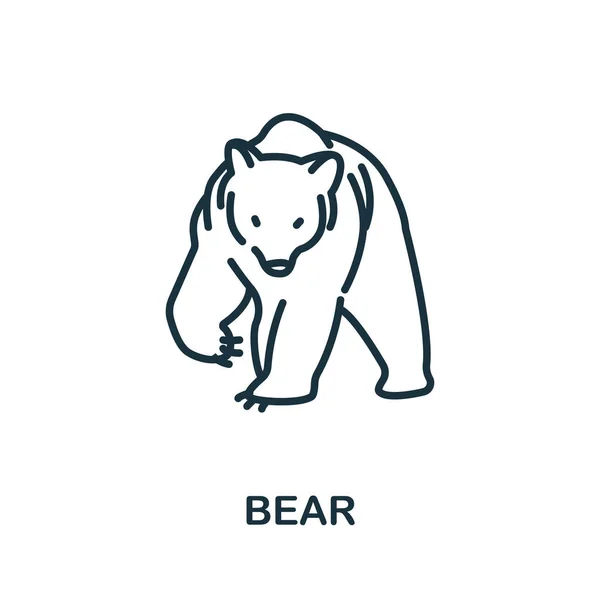 熊的图标从野生动物收集 用于模板 网页设计和信息图形的简单行 — 图库矢量图片