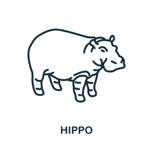 Ιπποπόταμος Εικόνα Από Συλλογή Άγριων Ζώων Απλή Γραμμή Hippo Εικονίδιο — Διανυσματικό Αρχείο