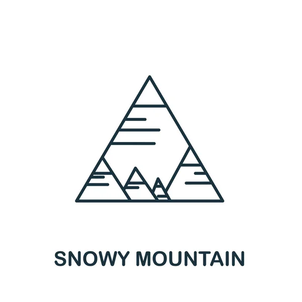 Ikona Snowy Mountain Kolekcji Zimowej Prosty Element Linii Snowy Mountain — Wektor stockowy