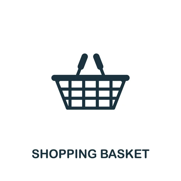 Basket 아이콘을 쇼핑하고 있습니다. 모노크롬 간단 한 쇼핑몰 콜렉션의 요소. 웹 디자인, 템플릿, 인포 그래픽등을 위한 크리에이티브 쇼핑 아이콘 — 스톡 벡터
