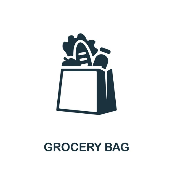 Bevásárlótáska ikon. Monokróm egyszerű elem a plázagyűjteményből. Creative Grocery Bag ikon web design, sablonok, infografikák és így tovább — Stock Vector