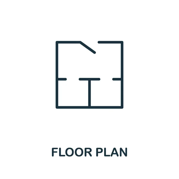 플로어 플랜 아이콘. 모노크롬 간단 한 쇼핑몰 콜렉션의 요소. 웹 디자인, 템플릿, 인포 그래픽등을 위한 크리에이티브 플로어 플랜 아이콘 — 스톡 벡터