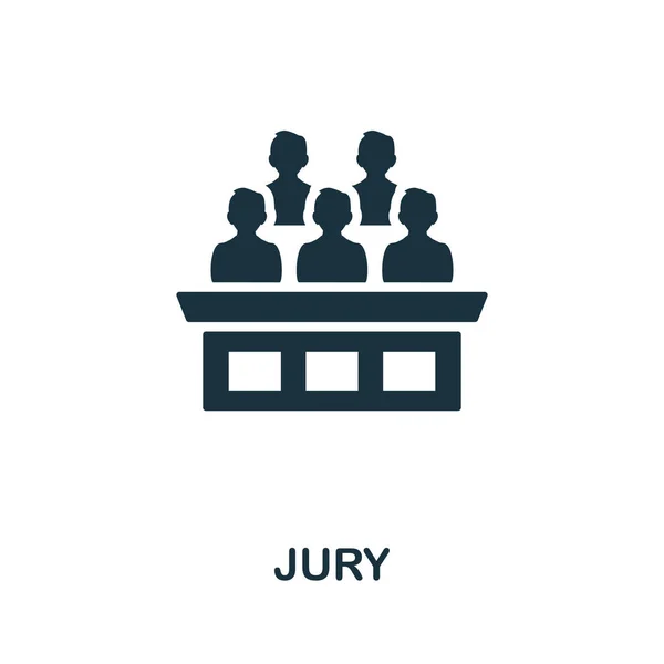 陪審員のアイコン。市民権のコレクションからモノクロームのシンプルな要素。Webデザイン、テンプレート、インフォグラフィックなどのための創造的な審査員アイコン — ストックベクタ