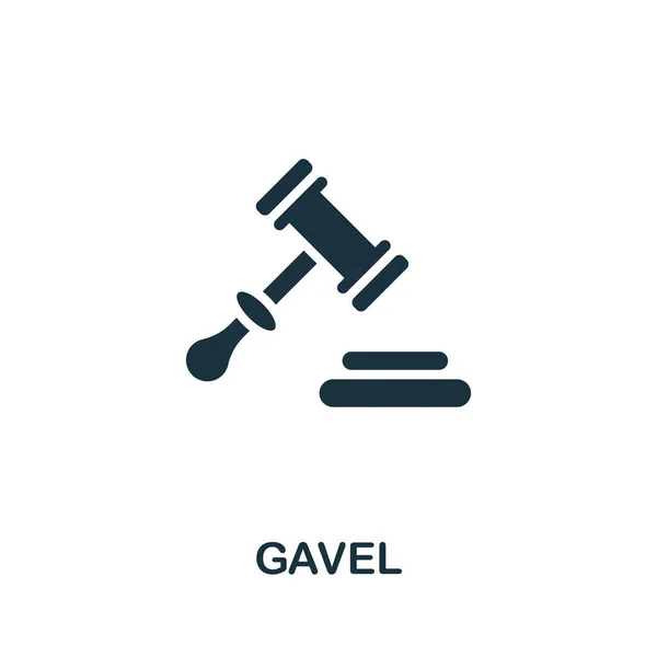 Icona Gavel. Elemento semplice monocromatico della collezione dei diritti civili. Icona creativa Gavel per web design, modelli, infografiche e altro ancora — Vettoriale Stock