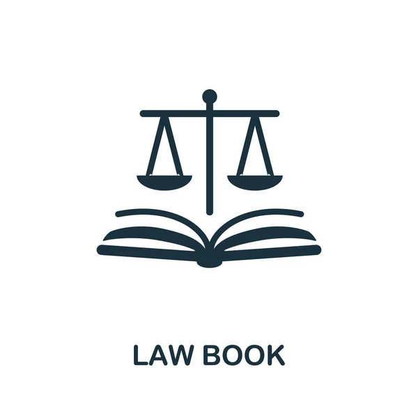 Hukuk kitabı ikonu. Medeni haklar koleksiyonundan tek renkli basit bir unsur. Web tasarımı, şablonlar, bilgi grafikleri ve daha fazlası için Yaratıcı Hukuk Kitabı simgesi — Stok Vektör