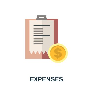 Gider simgesi. Çocuk evlat edinme kolleksiyonundan düz tabela. Web tasarımı, şablonlar, bilgi grafikleri ve daha fazlası için yaratıcı giderler simgesi