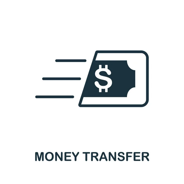 Icona del trasferimento di denaro. Elemento semplice monocromatico della collezione di servizi digitali. Icona Creative Money Transfer per web design, modelli, infografiche e altro ancora — Vettoriale Stock