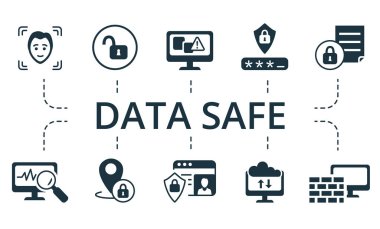 Veri Güvenliği simgesi ayarlandı. Kilidi açma, hata, bulut aktarım koruması ve daha fazlası gibi düzenlenebilir simgeler içerir.