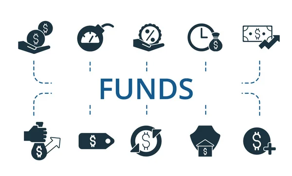 Ensemble d'icônes de fonds. Contient thème icônes modifiables tels que l'inflation, rachat, évaluation et plus. — Image vectorielle