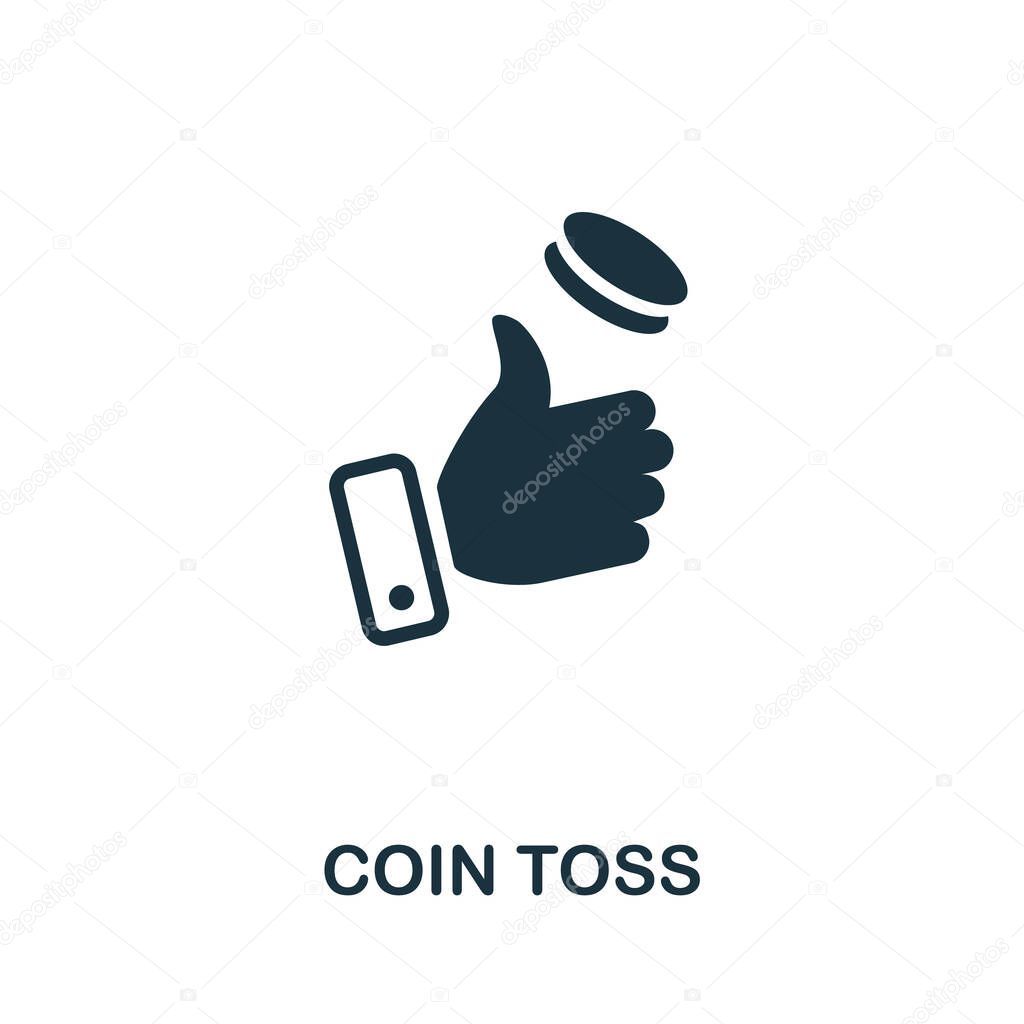 Coin Toss icon. Creative element from fortune teller collection. Monochrome Coin Toss icon for web design project, templates and infographics.
