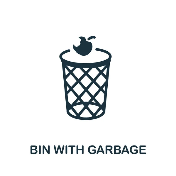 Bin With Garbage icon. Simple illustration from recycling collection. Creative Bin With Garbage icon for web design, templates, infographics and more — Stock Vector