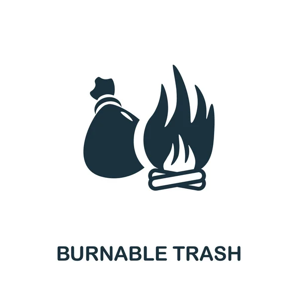 Burnable Trash icon. Simple illustration from recycling collection. Creative Burnable Trash icon for web design, templates, infographics and more — Stock Vector