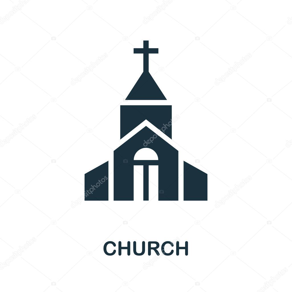 Church icon. Simple element from religion collection. Creative Church icon for web design, templates, infographics and more