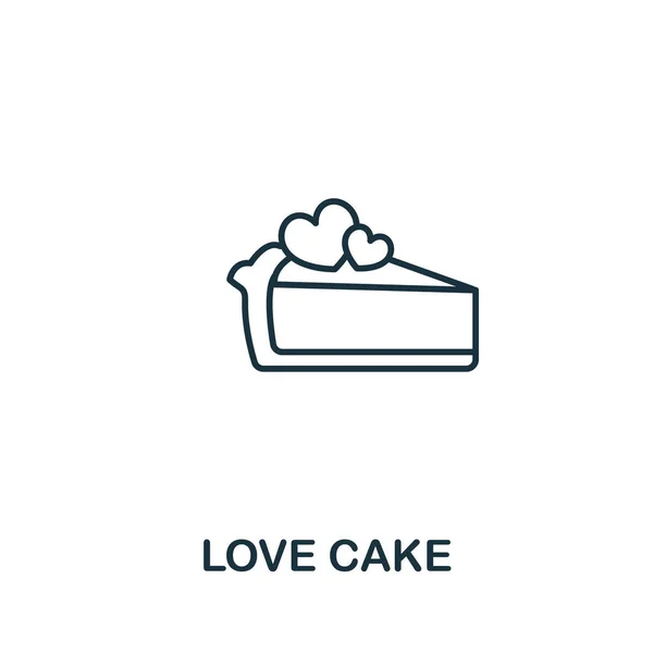 Icône Love Cake de la collection Saint Valentin. Élément de ligne simple amour gâteau symbole pour les modèles, web design et infographies — Image vectorielle