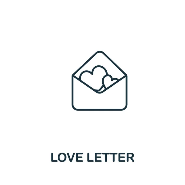 Ikona Listu miłosnego z kolekcji walentynki. Prosty liniowy symbol liter miłosnych dla szablonów, projektowania stron internetowych i infografik — Wektor stockowy