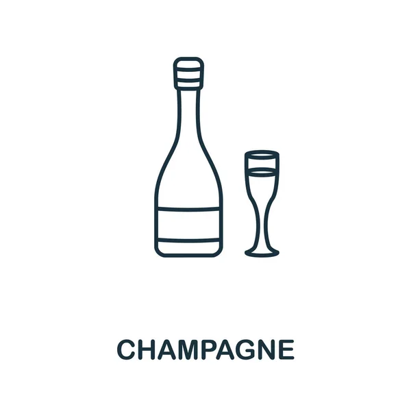 Champagner-Ikone aus der Valentinstags-Kollektion. Einfaches Linienelement Champagner-Symbol für Vorlagen, Webdesign und Infografiken — Stockvektor