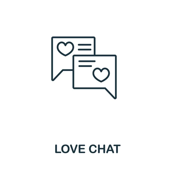 Икона Love Chat из коллекции ко Дню святого Валентина. Символ чата любви элемента простой строки для шаблонов, веб-дизайна и инфографики — стоковый вектор