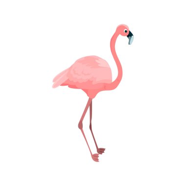 Flamingo düz simgesi. Kuş koleksiyonundan renkli vektör elemanı. Web tasarımı, şablonlar ve bilgi grafikleri için yaratıcı Flamingo simgesi.