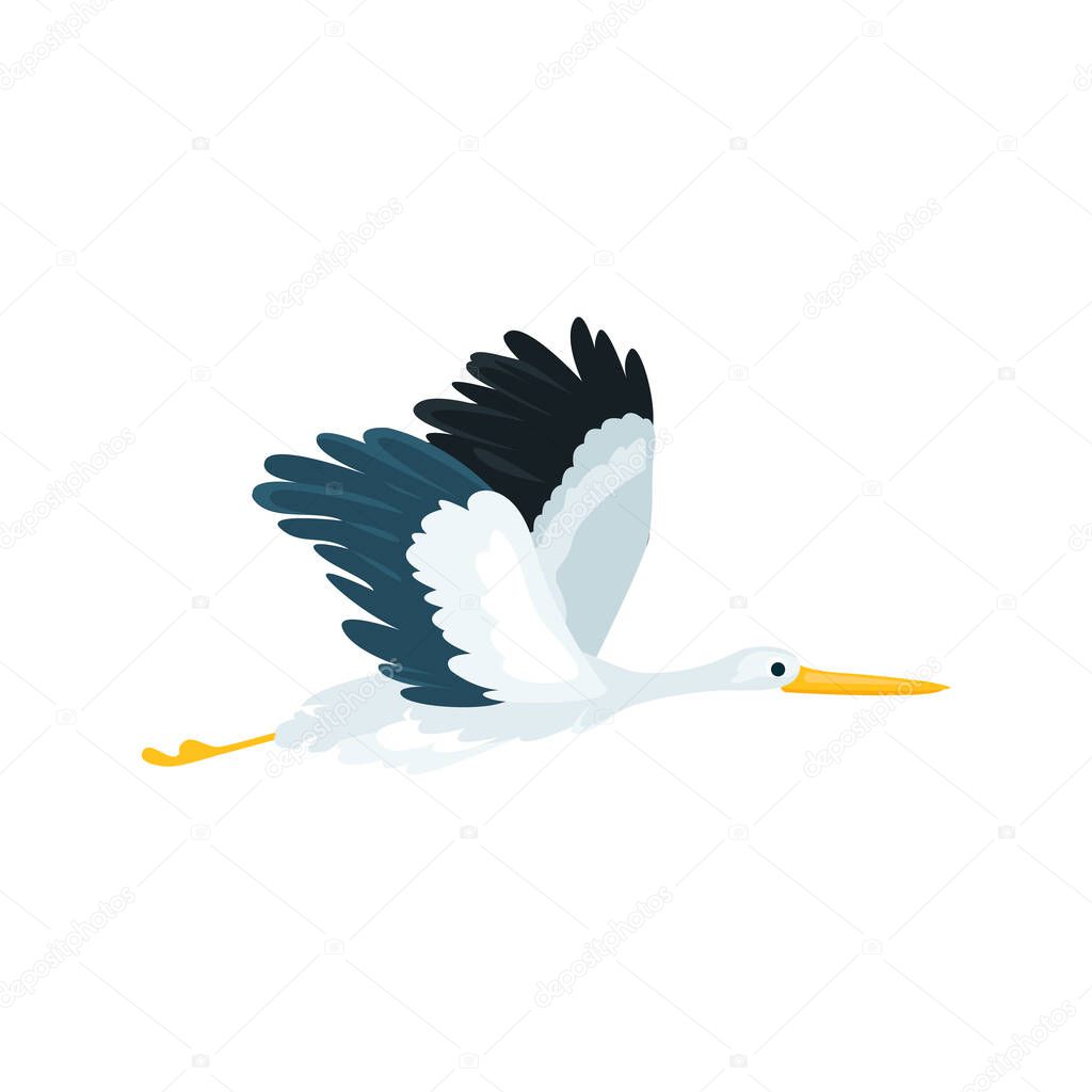 Stork flat icon. Colored vector element from birds collection. Creative Stork icon for web design, templates and infographics.