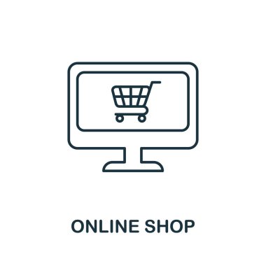 Çevrimiçi atölye ikonu. E-ticaret koleksiyonundan basit bir taslak çizimi. Web tasarımı, şablonlar, bilgi grafikleri ve daha fazlası için Creative Online Shop simgesi