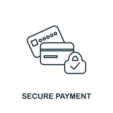 Güvenli Ödeme çizgisi simgesi. E-ticaret koleksiyonundan basit bir taslak çizimi. Web tasarımı, şablonlar, bilgi grafikleri ve daha fazlası için yaratıcı Güvenli Ödeme simgesi