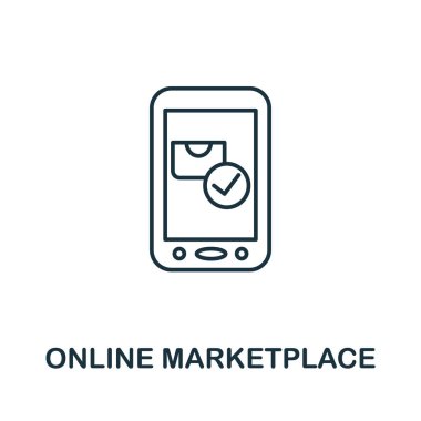 Pazar Uygulaması çizgi simgesi. E-ticaret koleksiyonundan basit bir taslak çizimi. Web tasarımı, şablonlar, bilgi grafikleri ve daha fazlası için yaratıcı pazar uygulaması simgesi