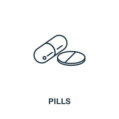 İlaç hattı ikonu. İlaç simgeleri koleksiyonundan ince bir element. Özet hapları simgesi