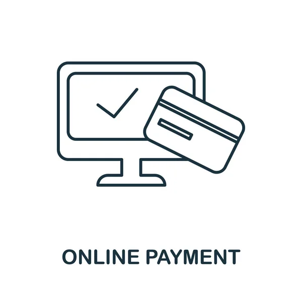 Ligne de paiement en ligne icône. Illustration simple des grandes lignes de la collection e-commerce. Icône de paiement en ligne créative pour la conception Web, les modèles, les infographies et plus encore — Image vectorielle