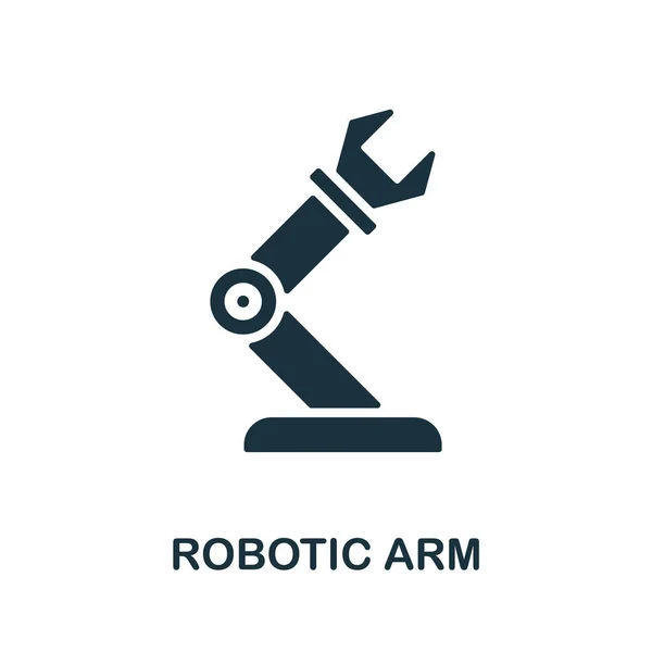 Robotic Arm icon. Monochrome simple element from manufacturing collection. Creative Robotic Arm icon for web design, templates, infographics and more — Stok Vektör