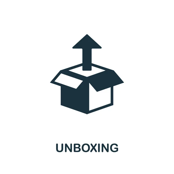 Unboxing icon. Monochrome simple element from manufacturing collection. Creative Unboxing icon for web design, templates, infographics and more — Vettoriale Stock