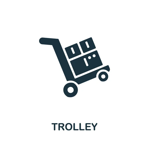 Trolley icon. Monochrome simple element from manufacturing collection. Creative Trolley icon for web design, templates, infographics and more — Vector de stock