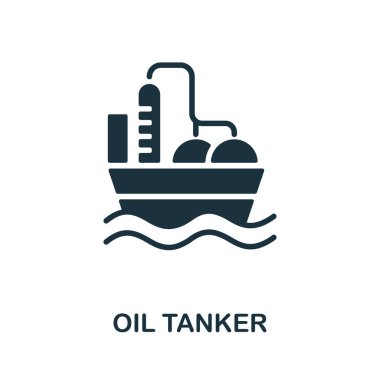 Petrol Tankeri simgesi. Petrol endüstrisi koleksiyonundan tek renkli basit bir element. Web tasarımı, şablonlar, bilgi grafikleri ve daha fazlası için yaratıcı Petrol Tankeri simgesi