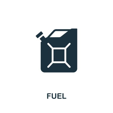 Yakıt ikonu. Petrol endüstrisi koleksiyonundan tek renkli basit bir element. Web tasarımı, şablonlar, bilgi grafikleri ve daha fazlası için yaratıcı yakıt simgesi