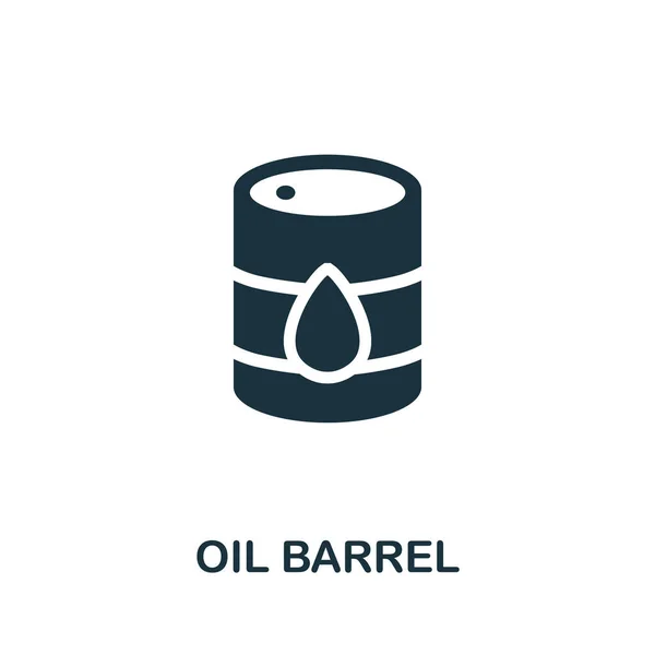 Icono del barril de petróleo. Monocromo elemento simple de la colección de la industria petrolera. Icono de barril de petróleo creativo para diseño web, plantillas, infografías y más — Vector de stock