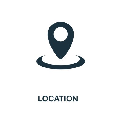 Konum düz simge. Şablonlar, web tasarımı ve bilgi grafikleri için renkli doldurulmuş basit konum simgesi