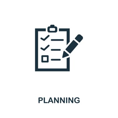 Planlama simgesi. Kişisel gelişim koleksiyonundan tek renkli basit bir element. Web tasarımı, şablonlar, bilgi grafikleri ve daha fazlası için yaratıcı planlama simgesi