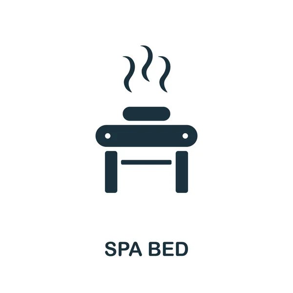 Ikona łóżka spa. Monochromatyczny prosty element z kolekcji saun. Ikona Creative Spa Bed do projektowania stron internetowych, szablonów, infografik i innych — Wektor stockowy