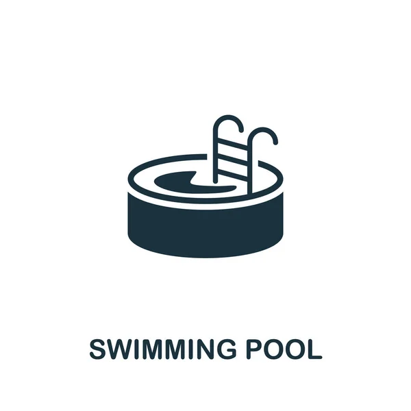 Icona della piscina. Elemento semplice monocromatico della collezione sauna. Icona Creative Pool per web design, modelli, infografiche e altro ancora — Vettoriale Stock
