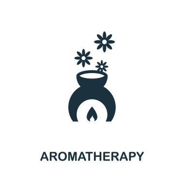Aromaterapi ikonu. Terapi koleksiyonundan tek renkli basit bir element. Web tasarımı, şablonlar, bilgi grafikleri ve daha fazlası için yaratıcı Aromaterapi simgesi