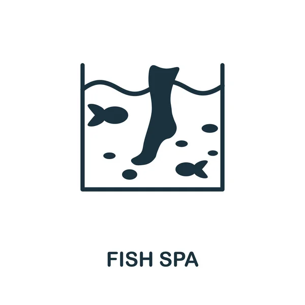 Icona della Fish Spa. Elemento semplice monocromatico della collezione terapeutica. Icona Creative Fish Spa per web design, modelli, infografiche e altro ancora — Vettoriale Stock