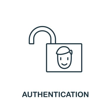 Kimlik doğrulama koleksiyonundan kimlik doğrulama simgesi. Şablonlar, web tasarımı ve bilgi grafikleri için basit satır ögesi kimlik doğrulama sembolü