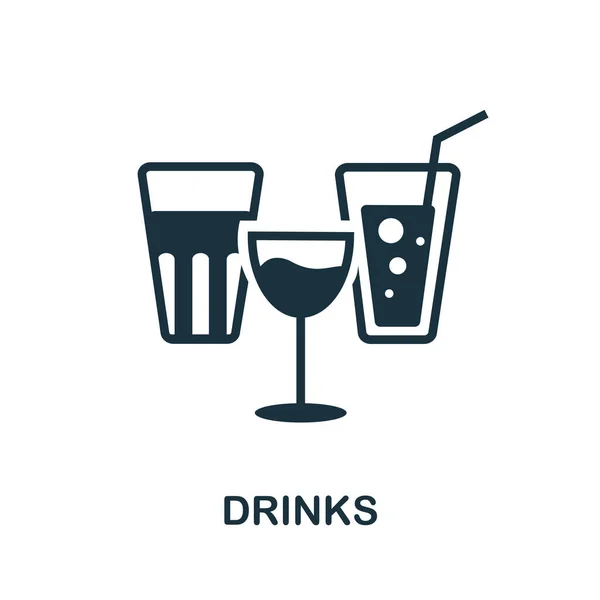 Ícone das bebidas. Ícone de bebidas simples monocromático para modelos, web design e infográficos — Vetor de Stock