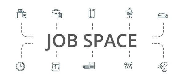 Ensemble d'icônes Job Space. Contient thème icônes modifiables tels que livre, calendrier, documents et plus. — Image vectorielle